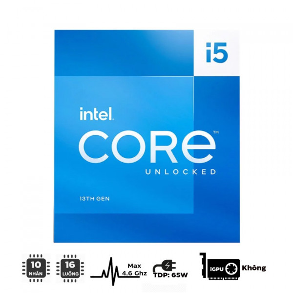 Cpu Intel Core I5-13400F TRAY Hiệu năng tiệm cận Core I7 12700K (Up To 4.60GHz, 10 Nhân 16 Luồng, 20 MB Cache, LGA 1700)