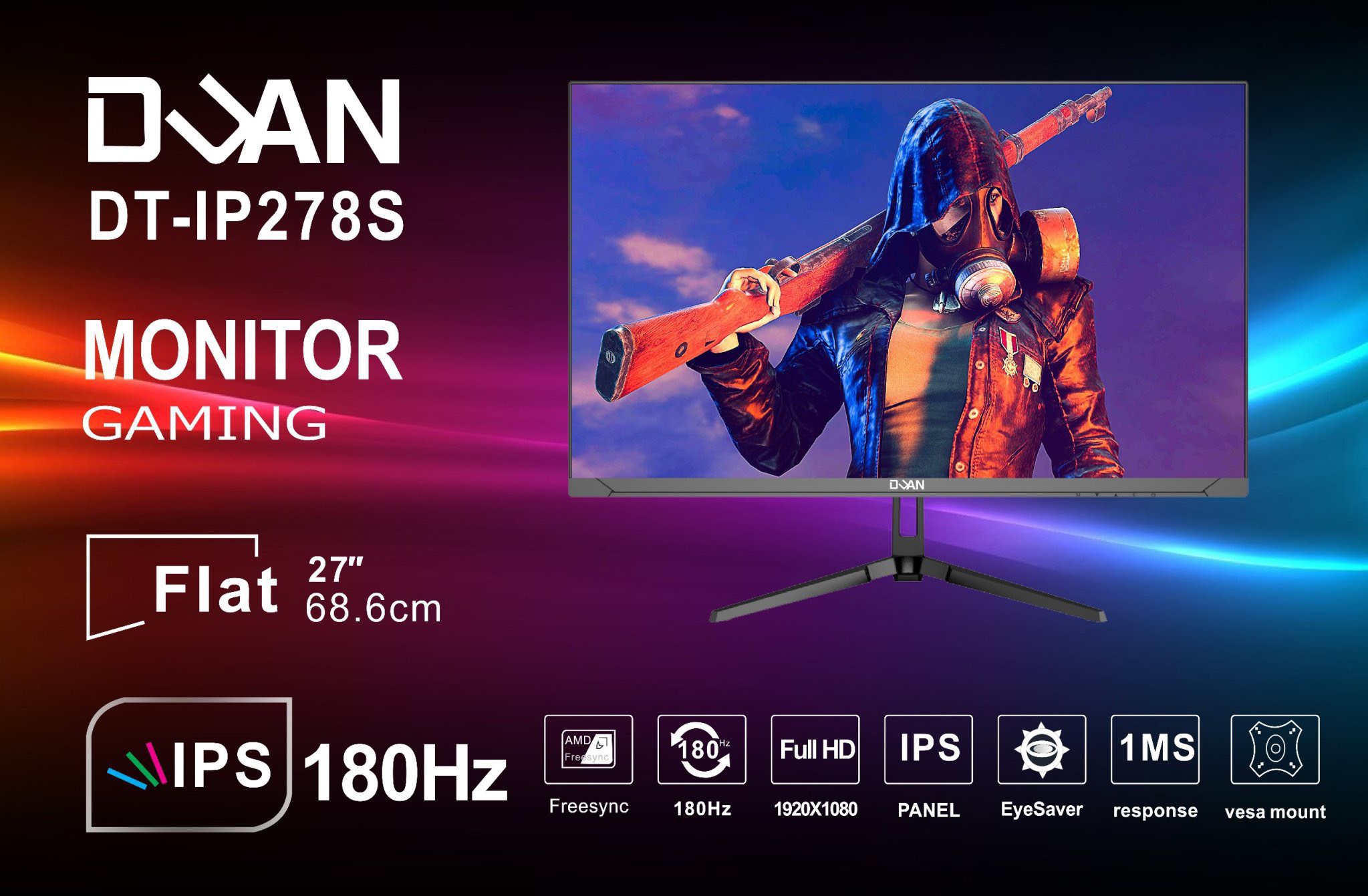 MÀN HÌNH DUAN IP278S (27INCH/180HZ/IPS/1MS/PHẲNG)