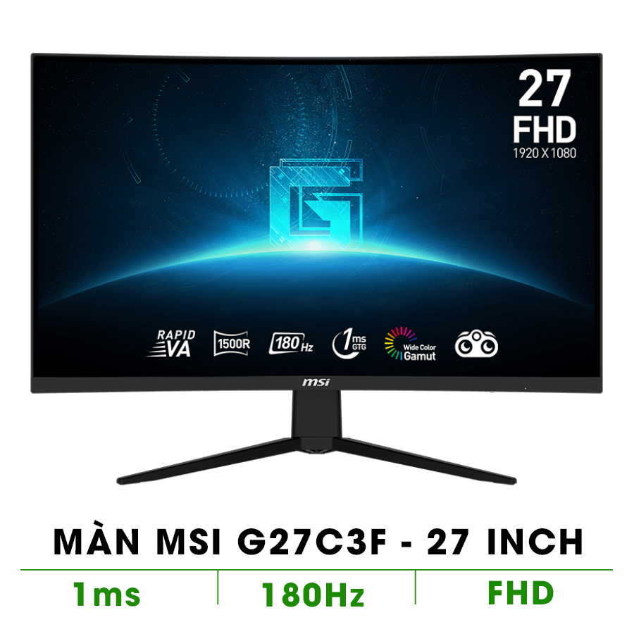 MÀN HÌNH MSI G27C3F (27INCH/180HZ/FHD/VA/1MS)